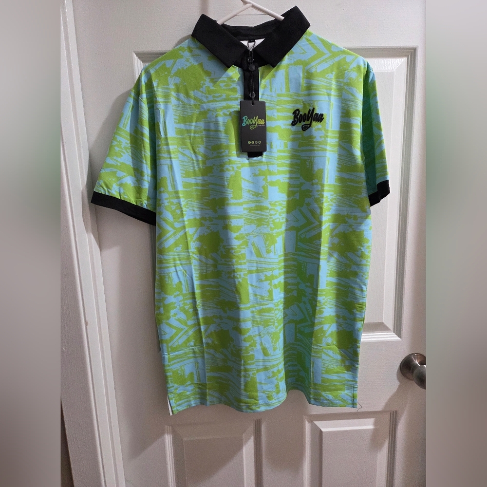 New Booyaa Vibrant Green & Blue Golf Polo Shirt